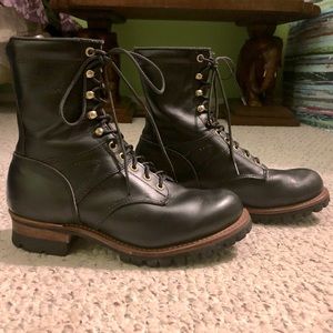 Golden Retriever Lace Up Steel Toe Combat Boots